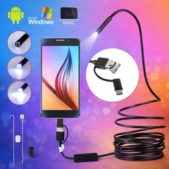 USB Endoscope Inspection Camera – Flexible Borescope Camera with LED Lights for Android & PC